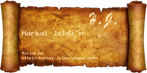 Harkai Jolán névjegykártya